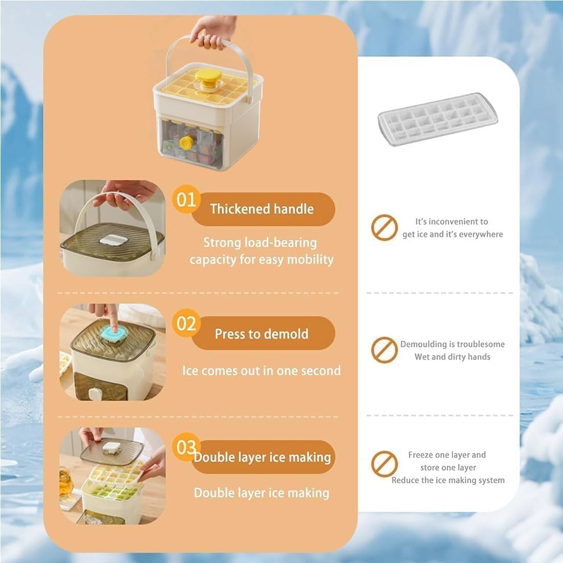 🎁🎁𝑺𝑪𝑵𝑫𝑹® 2026 EasyChill Ice Cube Maker — 48 Cubes, One Press, No Mess
