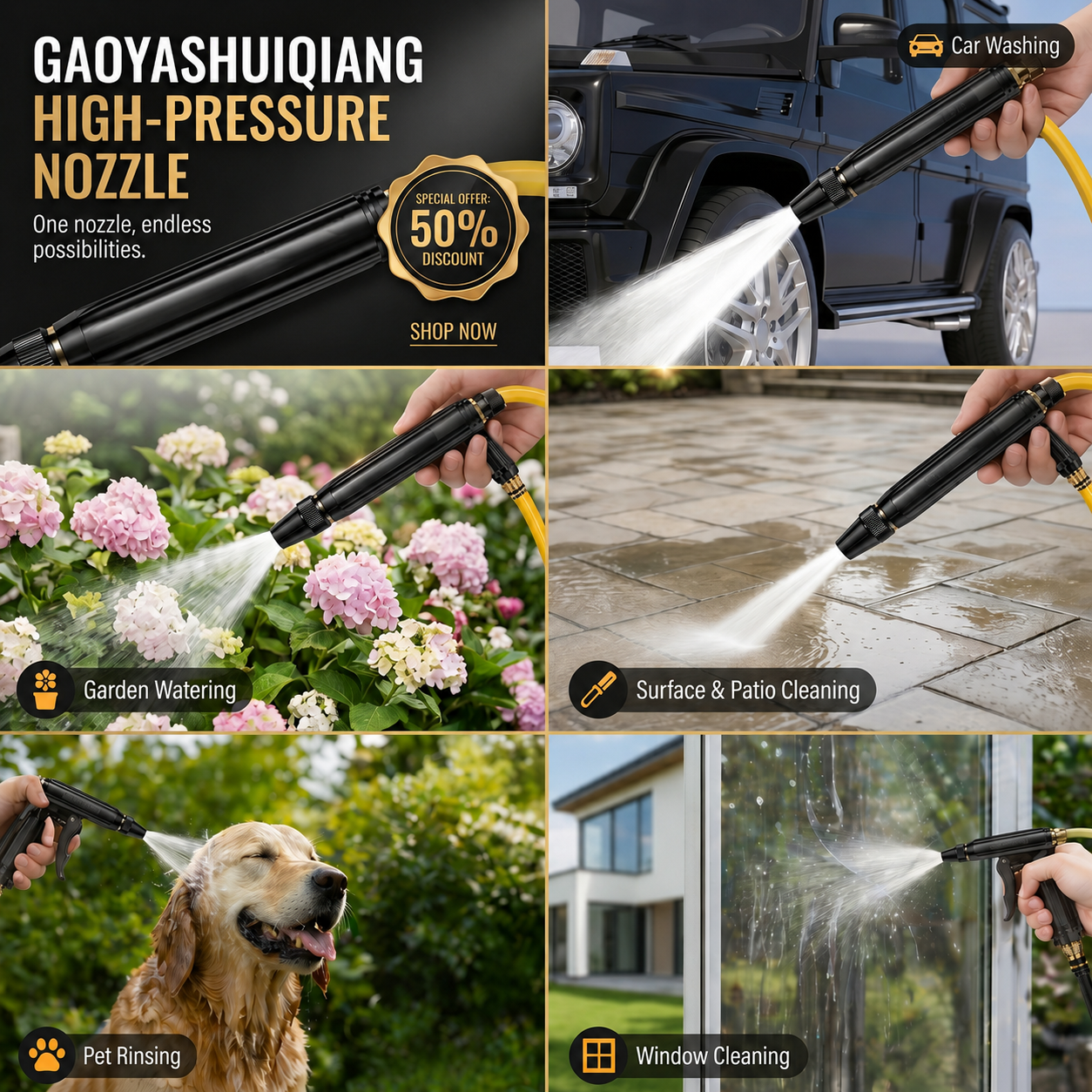 🚗LAST DAY 50% OFF ✨Larnto®Powerful High-Pressure Home Car Wash & Garden Sprayer