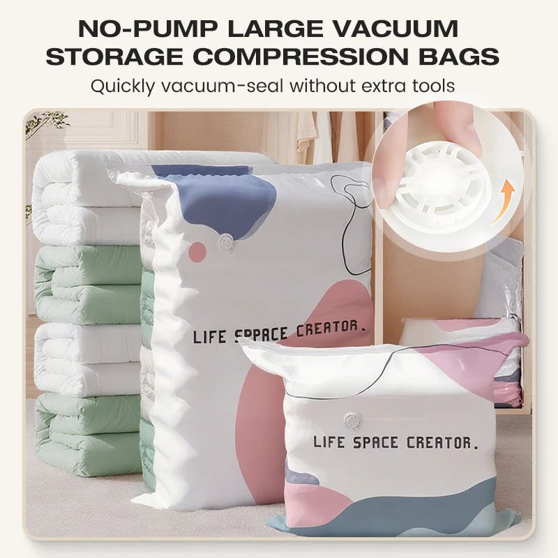 🎀🎀2026 New No-Pump 3D Vacuum Storage Bags, Large Vacuum Storage Compression Bags for Clothes, Blankets, Bedding, Comforters